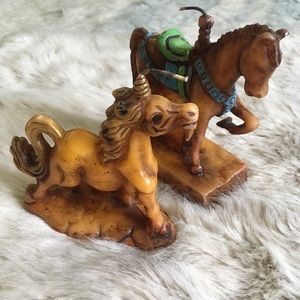 Pair of Vintage 1990s Unicorn and Carousel Candles